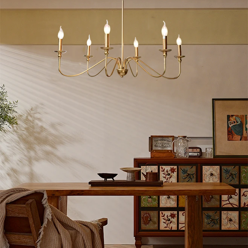 Royal Candle LED Gold 6-Head Chandelier for Dining Room